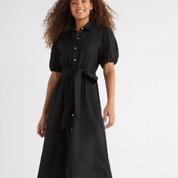 Free Assembly Dresses & Skirts - Free Assembly black linen shirt dress pockets no belt S